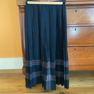 Pendleton Wool Pleated Black Skirt with Multicolor Stripes